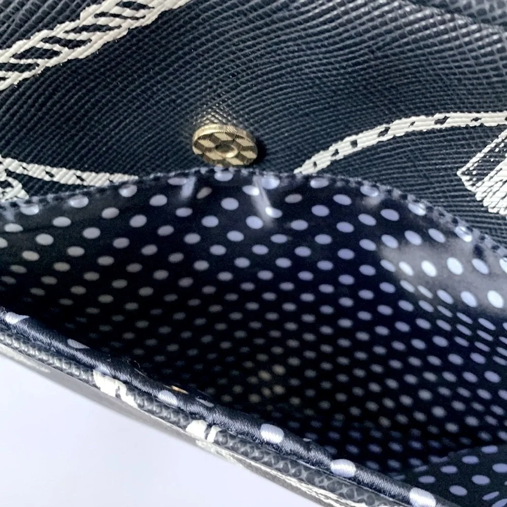 CHICO’S Navy Blue Textured Tassel Travel Makeup Bag